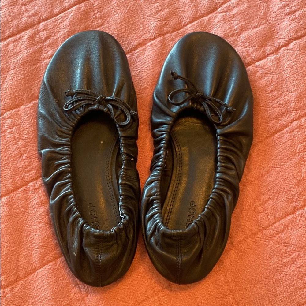 Black Ballet Flats Leather